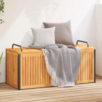 vidaXL Gartenbox Massivholz Akazie/Stahl 110 x 45 x 42/53 cm