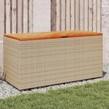 vidaXL Gartentruhe Polyrattan/Akazienholz 110 x 50 x 54 cm beige