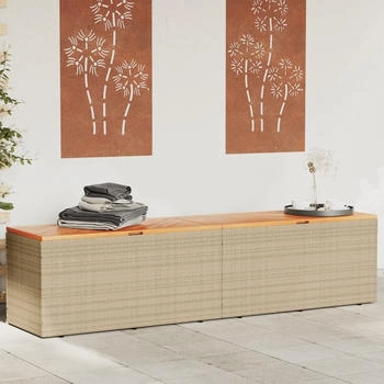 vidaXL Gartentruhe Polyrattan/Akazienholz 220 x 50 x 54 cm beige