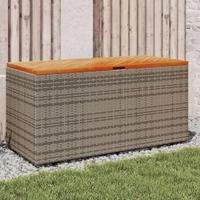 vidaXL Gartentruhe Grau 110x50x54 cm Poly Rattan Akazienholz
