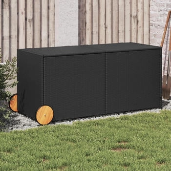 vidaXL Gartentruhe Polyrattan mit Rollen 283 Liter schwarz