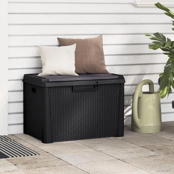 vidaXL Gartentruhe Polypropylen mit Sitzkissen 125 Liter anthrazit