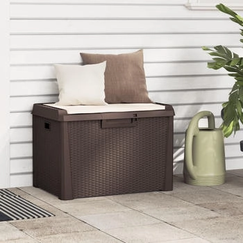 vidaXL Gartentruhe Polypropylen mit Sitzkissen 125 Liter braun