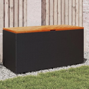 vidaXL Gartentruhe Polyrattan/Akazienholz 110 x 50 x 54 cm schwarz