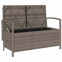 vidaXL Gartenbank mit Stauraum und Kissen Grau Poly Rattan