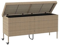 vidaXL Gartentruhe mit Rollen Beige 160x55x75 cm Poly Rattan