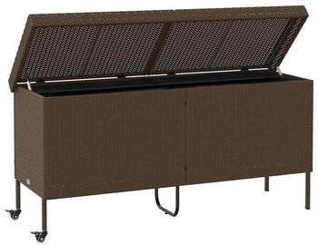vidaXL Gartentruhe mit Rollen 160x55x75 cm Poly Rattan braun