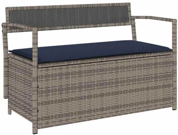 vidaXL Gartenbank mit Stauraum und Kissen Poly Rattan (4103843) grau