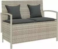 vidaXL Gartenbank mit Stauraum und Kissen Hellgrau Poly Rattan