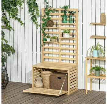 Outsunny Aufbewahrungsbox mit Rankhilfe 80x45x160cm