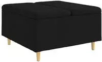 vidaXL Aufbewahrungsottomane mit Kissen Schwarz 80 x 80 x 45 cm Stoff