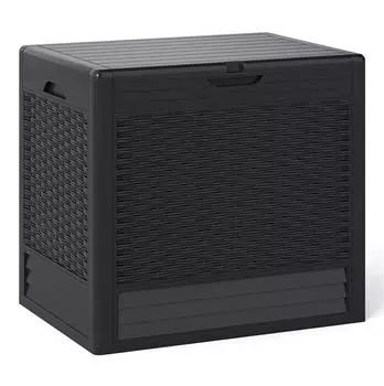 Costway Gartenbox 96 L mit Abschlie&szlig;barem Deckel Rattanoptik Braun