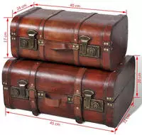 vidaXL Dekokoffer aus Holz 2 Stk. Retro-Stil Braun