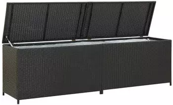 furnicato Gartenbox Poly Rattan 200x50x60cm Schwarz