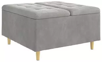vidaXL Aufbewahrungsottomane mit Kissen 80x80x45cm Samt Hellgrau