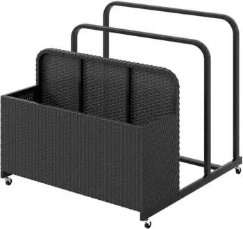 Costway Pool Aufbewahrungskorb mit Rollen Pe Rattan Schwarz
