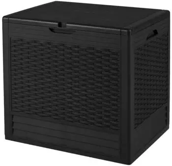 Costway Gartenbox 96 L mit Abschließbarem Deckel Rattanoptik Schwarz