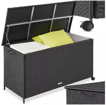 TecTake Kuusamo 253L Rattangeflecht Schwarz (406422)