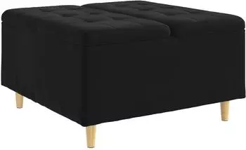 vidaXL Aufbewahrungsottomane mit Kissen 80x80x45cm Samt Schwarz