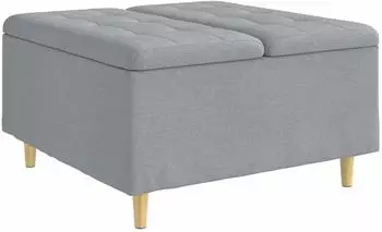 vidaXL Aufbewahrungsottomane mit Kissen 80x80x45cm Stoff Hellgrau