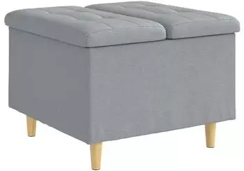 vidaXL Aufbewahrungsottomane mit Kissen 60x60x45cm Stoff Hellgrau