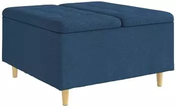 vidaXL Aufbewahrungsottomane mit Kissen 80x80x45cm Stoff Blau
