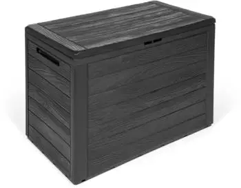 Kreher Kissenbox Wood 190L (Holz Optik) Anthrazit