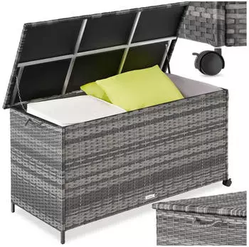 TecTake Kuusamo 253L Rattangeflecht grau (406423)