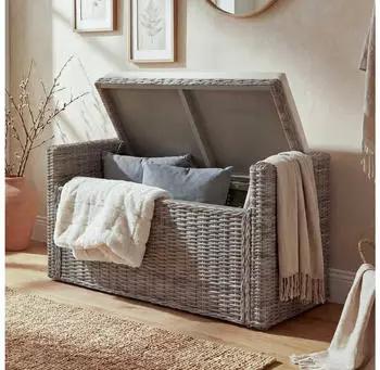 MCW Aufbewahrungstruhe Genua Rattan Grau-Braun