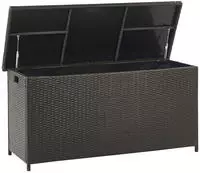 Auflagenbox Braun Rattan 126 X 46 Cm 290 L Mit Deckel F&uuml;r Garten F&uuml;r Terrasse