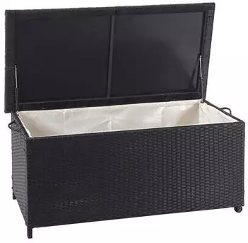 Proregal Poly-Rattan Kissenbox 51x100x50cm Premium Schwarz