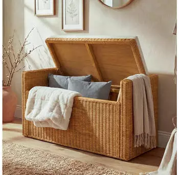 MCW Aufbewahrungstruhe Genua Rattan Honigfarben