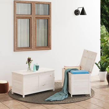 vidaXL Outdoor-Kissenbox 100x50x56cm Massivholz Tanne Weiß
