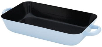 Riess Auflaufform aus Emaille mit Griffen in hellblau/schwarz (33/20 cm)