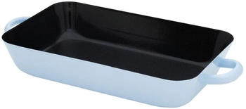 Riess Auflaufform aus Emaille mit Griffen in hellblau/schwarz (29/18 cm)