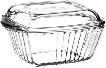 Pasabahce Borcam Glasschale Glasdeckel eckig 1150 cc D: 20,4 cm 2-tlg.