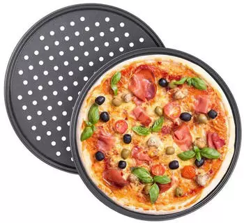 Relaxdays Pizzablech rund 2er Set Anthrazit