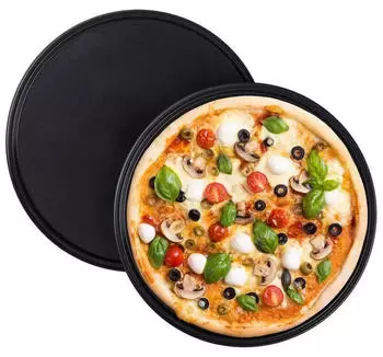 Relaxdays Pizzablech rund 2er Set Schwarz