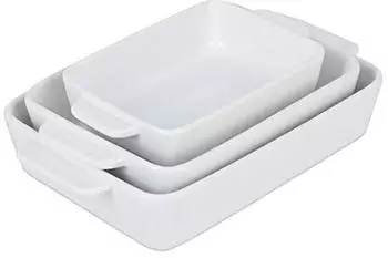 Relaxdays Keramik Auflaufform 3er Set Weiß