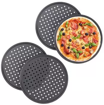 Relaxdays 8 x Knusper Pizzablech Grau