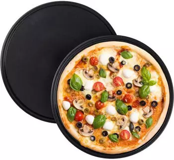 Relaxdays 4 x Pizzablech rund Schwarz