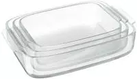 Auflaufform Set, Glas, 3 Gr&ouml;&szlig;en, Eckig, Ofenform F&uuml;r Lasagne, Gratin, Tiramisu,