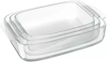 Relaxdays Glas Auflaufform 3er Set Transparent