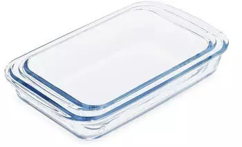 Relaxdays 2er Auflaufform Set aus Glas Transparent