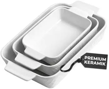 MiaMio Palmanova Keramik Auflaufform Set 3-teilig stapelbar, 850/1650/2900ml (MM-232)