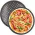 Intirilife Pizzablech rund, gelocht, Karbonstahl, Schwarz, Ø32cm, 2er-Set (IL-100874)