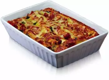Kitchen Craft World of Flavours Italienische Lasagne-/Backform, Steinzeug, Wei&szlig; (KCLDISHMED)