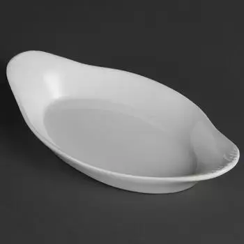 Olympia Whiteware ovale Gratinschale, weißes Porzellan, 23x13cm (6 Stück)
