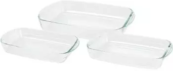 Excellent Houseware Auflaufformen aus Glas, transparent, 3er-Set
