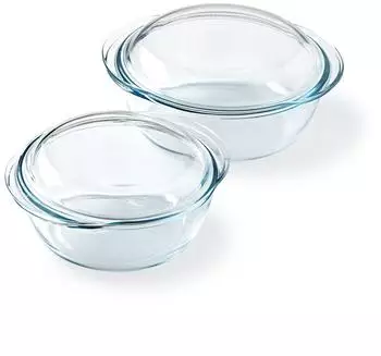 Pyrex 4 in 1 Kasserolle 2er-Set, Borosilikatglas, 1,6L & 2,3L (913S524)